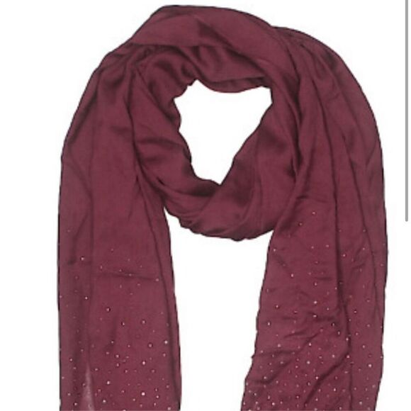 White House Black Market burgundy ￼embellished scarf - Picture 2 of 3